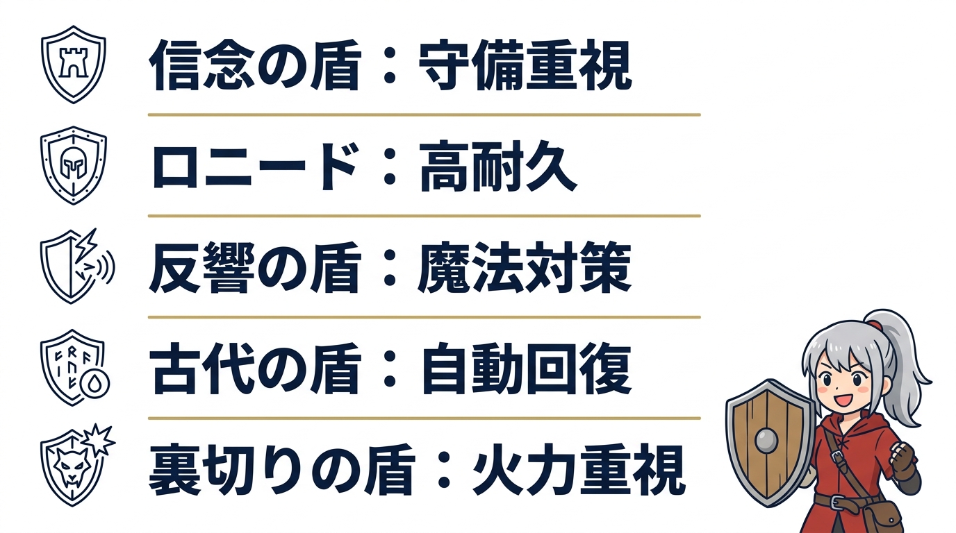 序盤から入手可能な盾5選:能力と入手場所